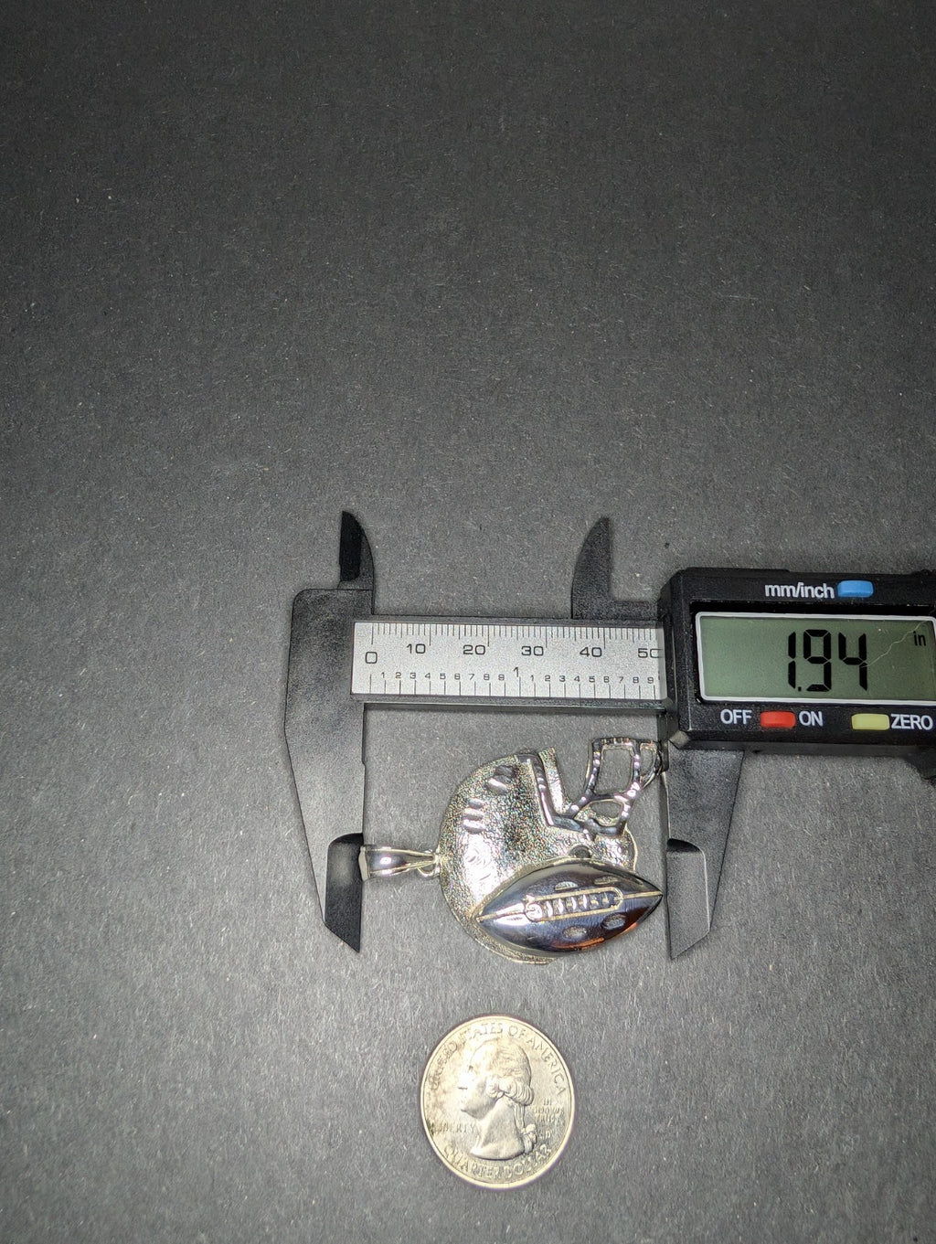 Solid 925 Sterling Silver Football and Helmet Pendant