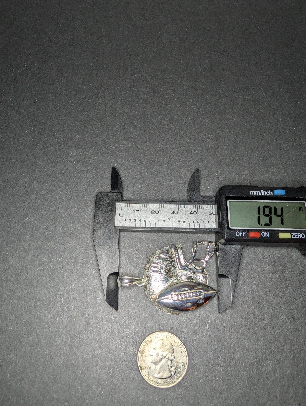 Solid 925 Sterling Silver Football and Helmet Pendant