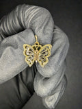 Vintage Solid 14K Two Tone (Yellow and Rose) Gold Butterfly Pendant