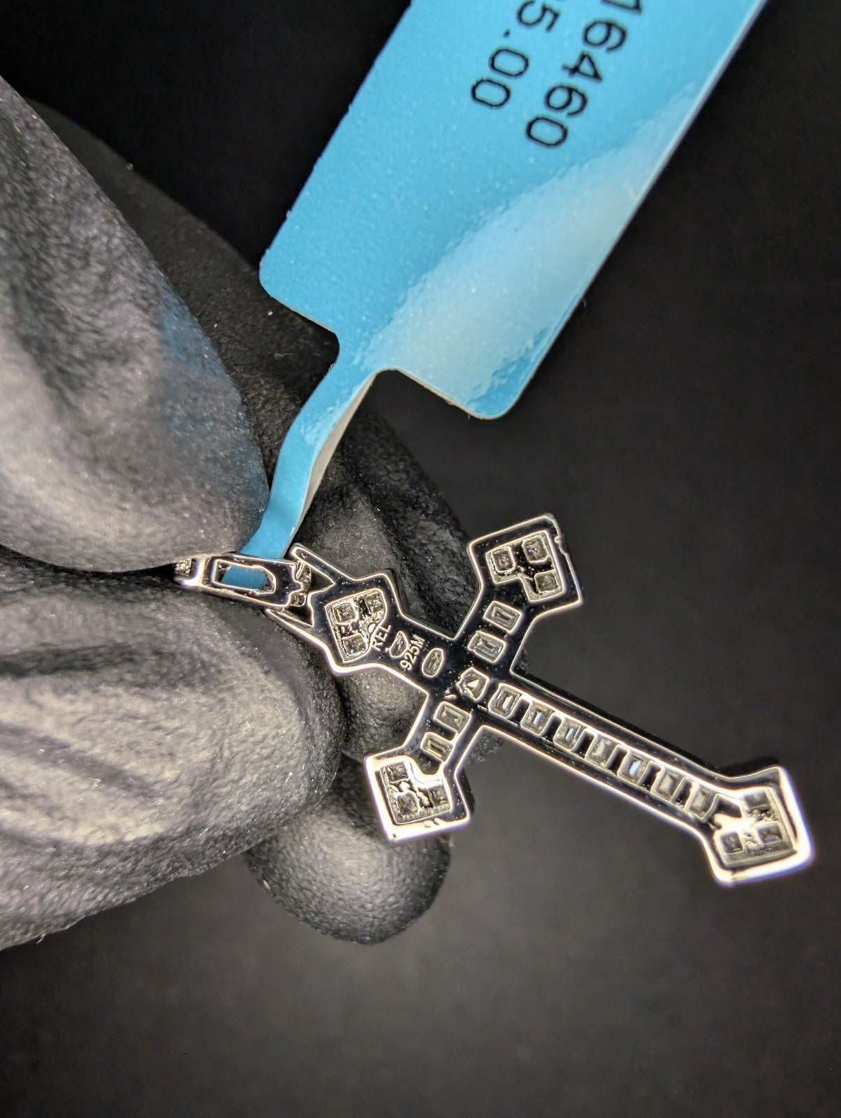 Solid 925 Sterling Silver Iced Out VVS D Baguette Moissanite Cross Pendant