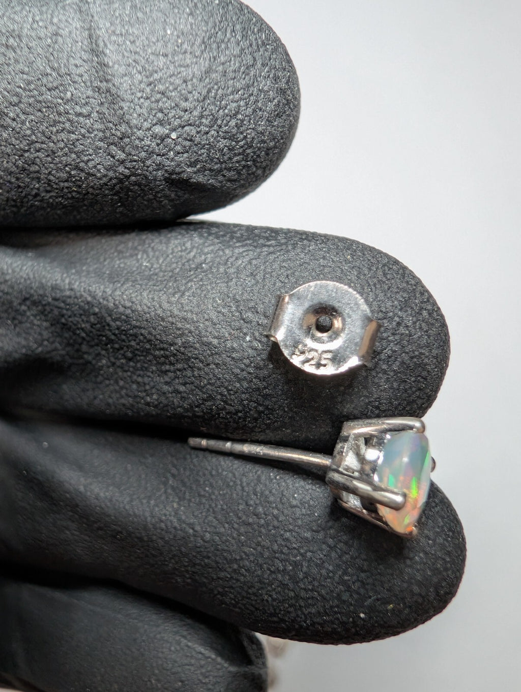 Solid 925 Sterling Silver 2CTW 6mm Natural Ethiopian Opal Stud Earrings