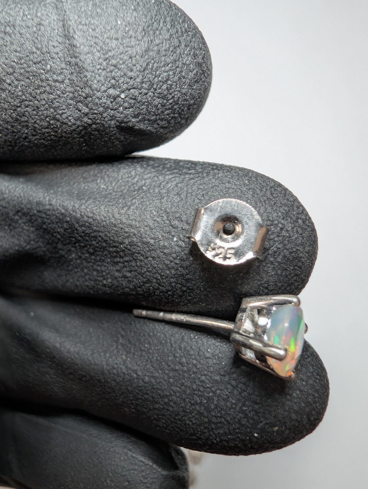 Solid 925 Sterling Silver 2CTW 6mm Natural Ethiopian Opal Stud Earrings