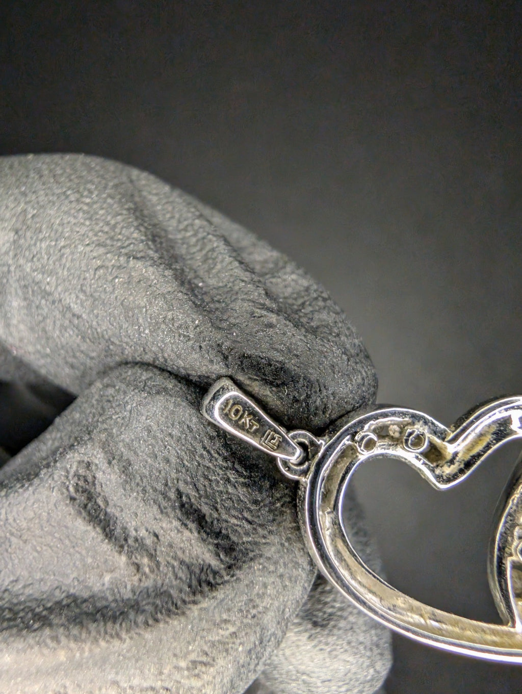 Solid 10k White Gold Heart Shaped Pendant with Natural Diamonds