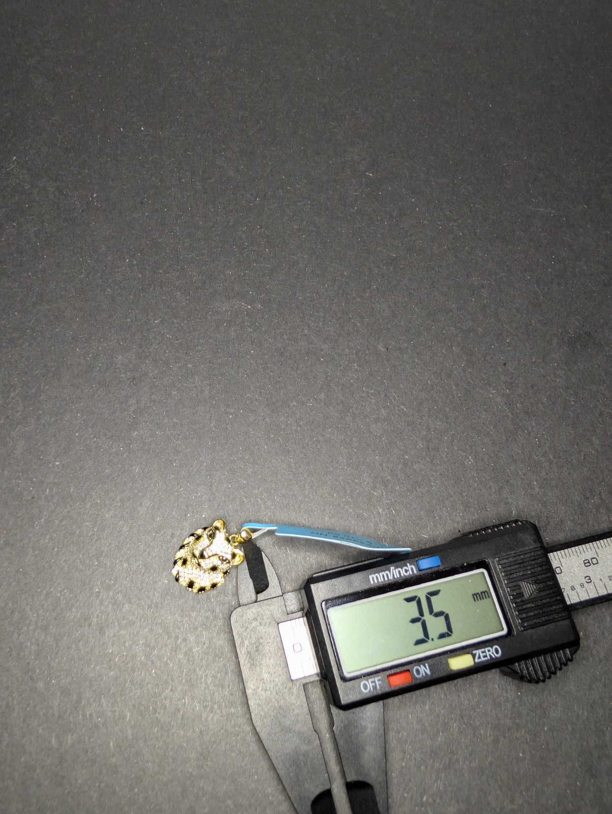 Gold over Solid 925 Silver Black and White Moissanite Cheetah Pendant w/ Enamel