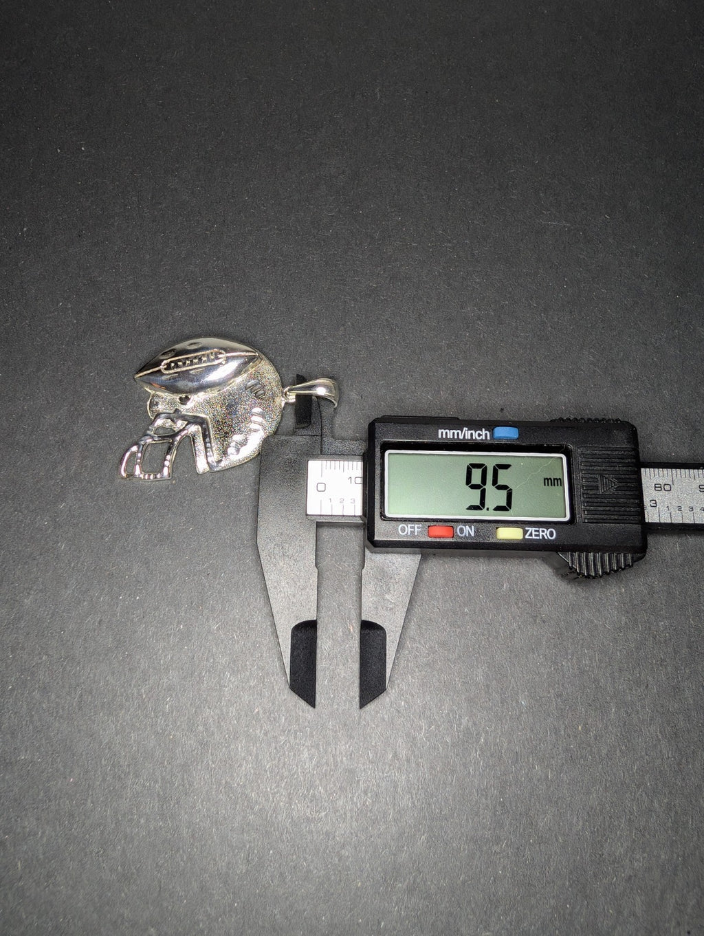 Solid 925 Sterling Silver Football and Helmet Pendant