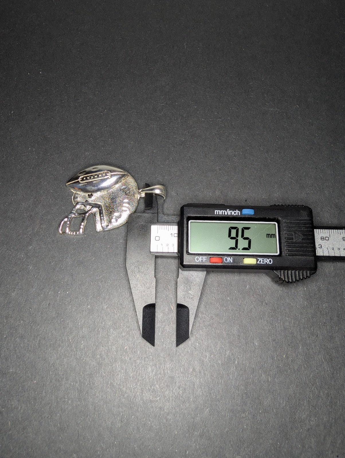 Solid 925 Sterling Silver Football and Helmet Pendant