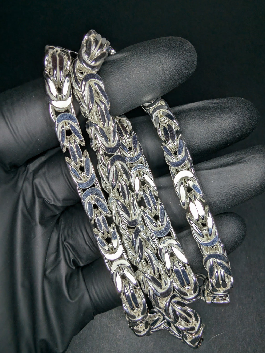 Semi Solid 925 Sterling Silver 7.2mm 22'' Thick Square Byzantine Necklace