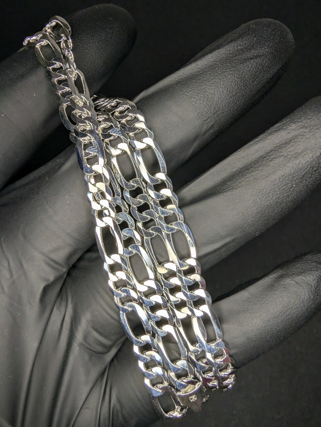 Solid 925 Italian Sterling Silver 22" 6.1mm Figaro Necklace