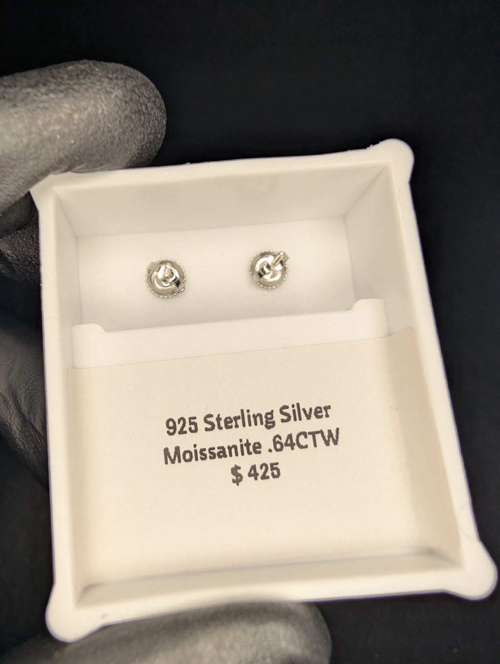 Solid 925 Sterling Silver VVS D Moissanite 7.3mm Halo Stud Earrings .62ctw