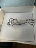 Solid 925 Sterling Silver Natural White Diamond Heart Ring Size 7