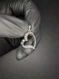 Solid 10k White Gold Heart Shaped Pendant with Natural Diamonds