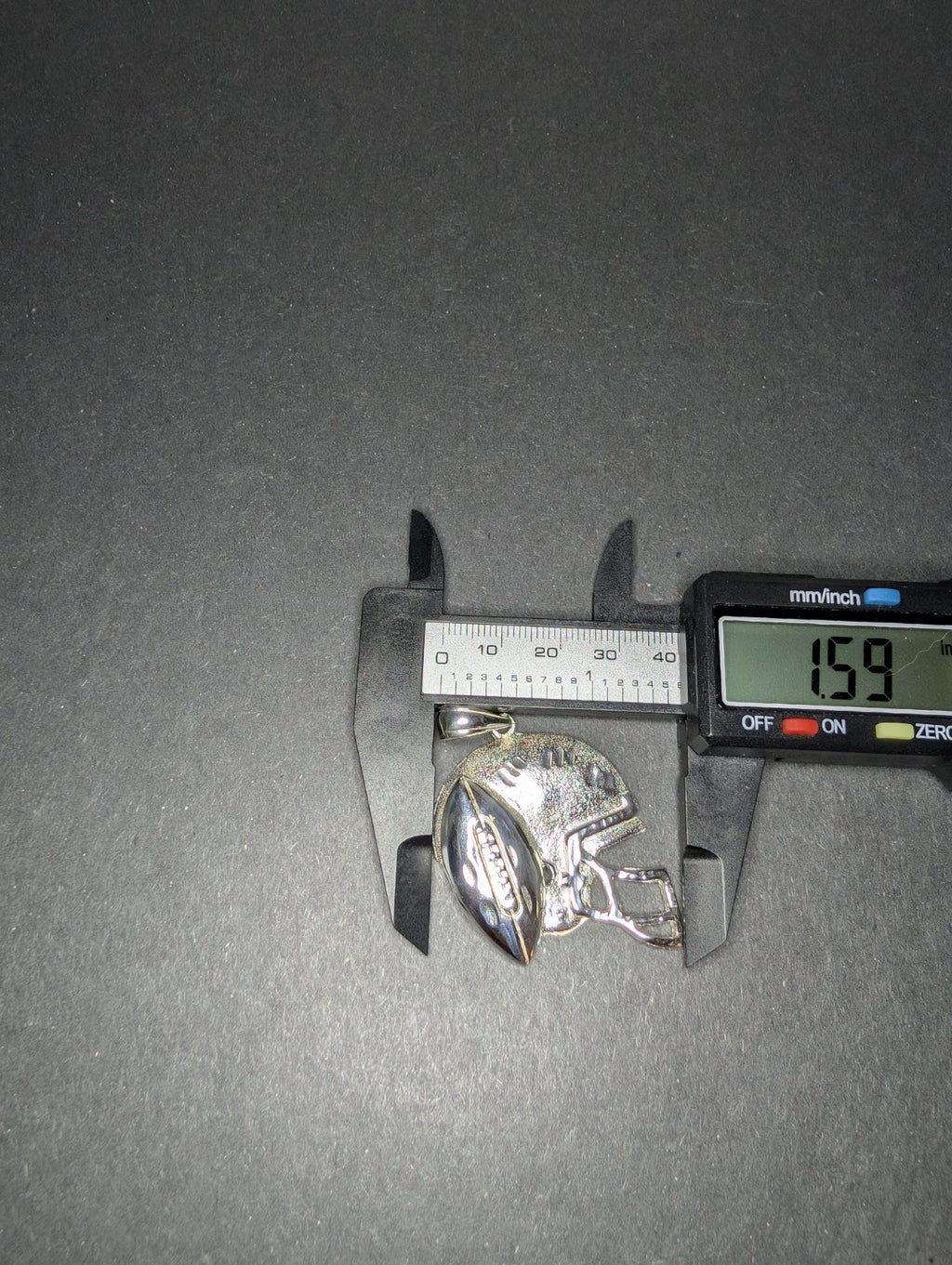 Solid 925 Sterling Silver Football and Helmet Pendant