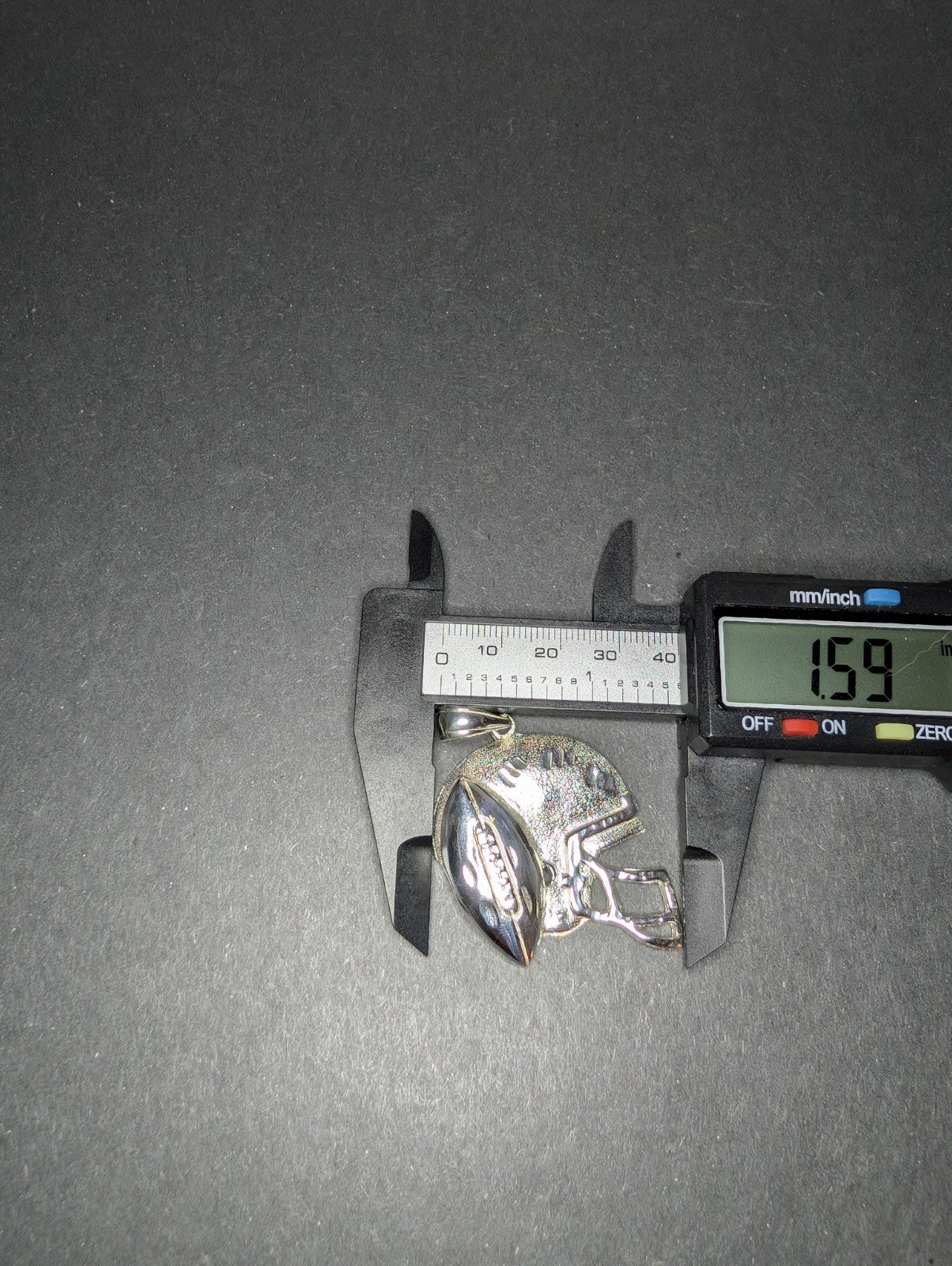 Solid 925 Sterling Silver Football and Helmet Pendant