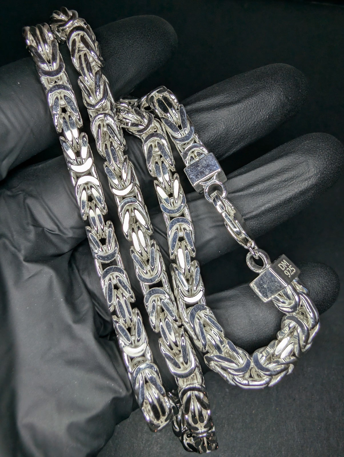 Semi Solid 925 Sterling Silver 6.5mm 24'' Thick Square Byzantine Necklace
