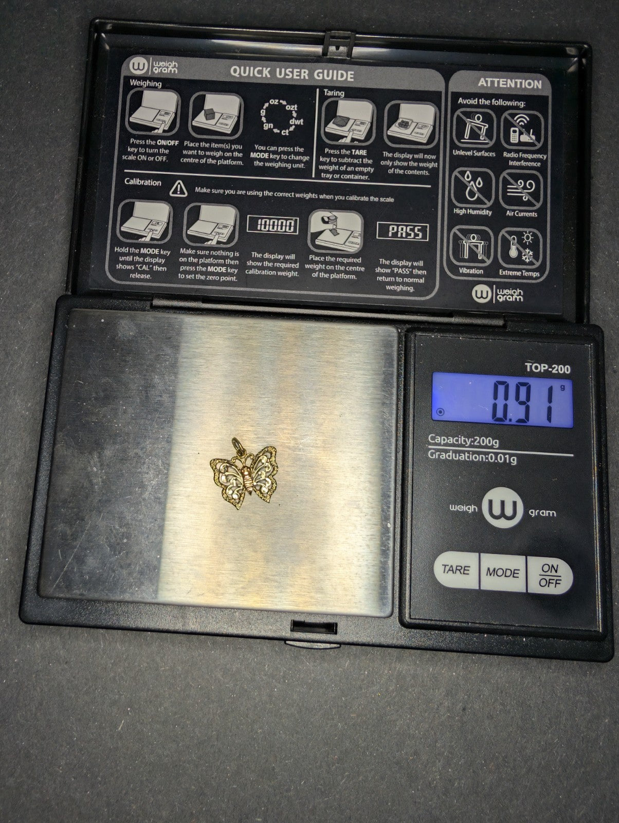 Vintage Solid 14K Two Tone (Yellow and Rose) Gold Butterfly Pendant