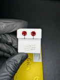 Solid 925 Silver GRA Certified 6mm Ruby Red Moissanite Solitaire Studs