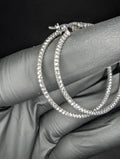 Solid 925 Sterling Silver 40.0mm Diamond Cut Textured Hoops