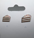 Solid 925 Sterling Silver 8.5mm x 10mm Piece of Cake Stud Earrings