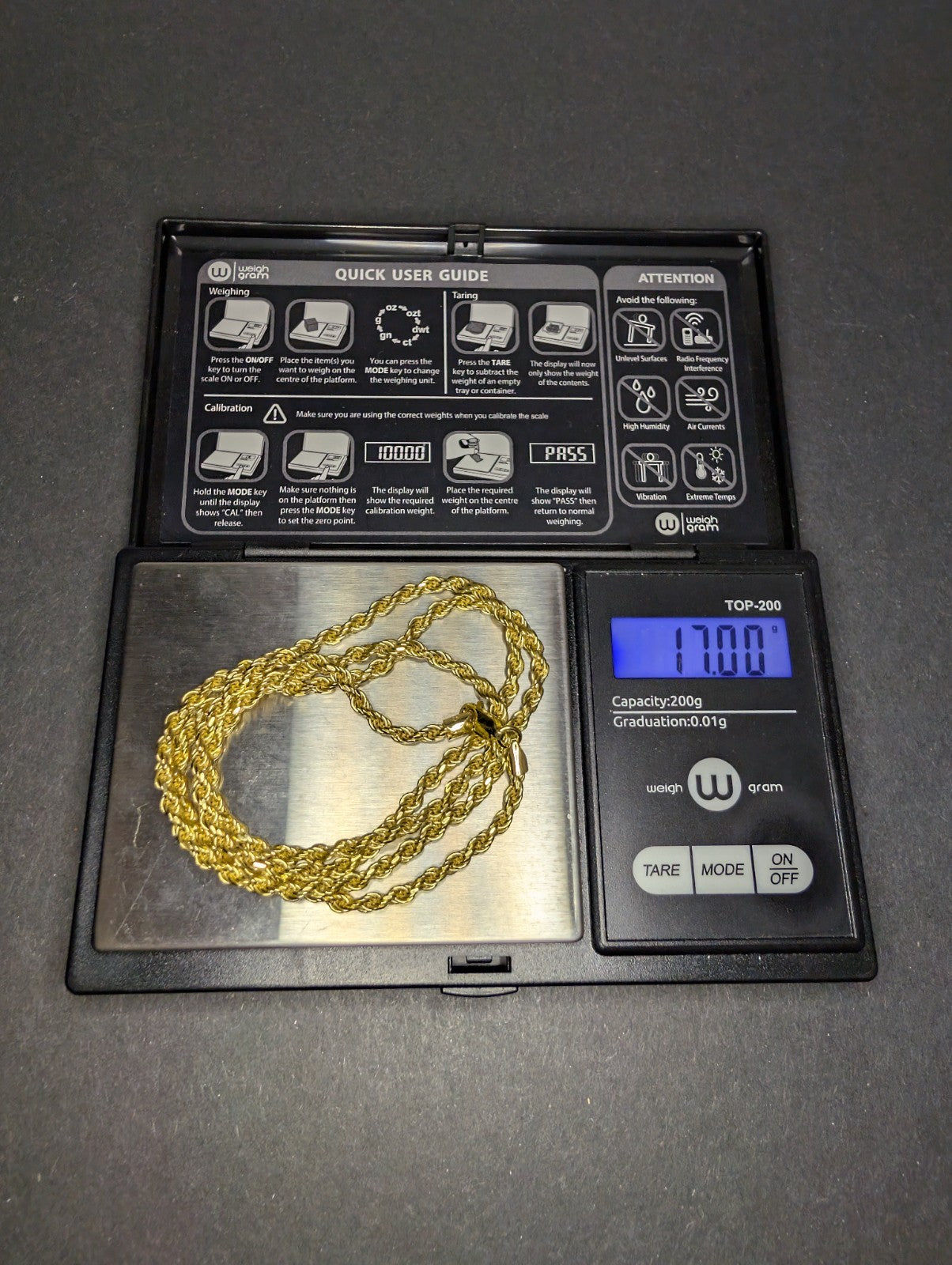 Gold over Solid 925 Italian Sterling Silver 24in 2.9mm Rope Chain Necklace