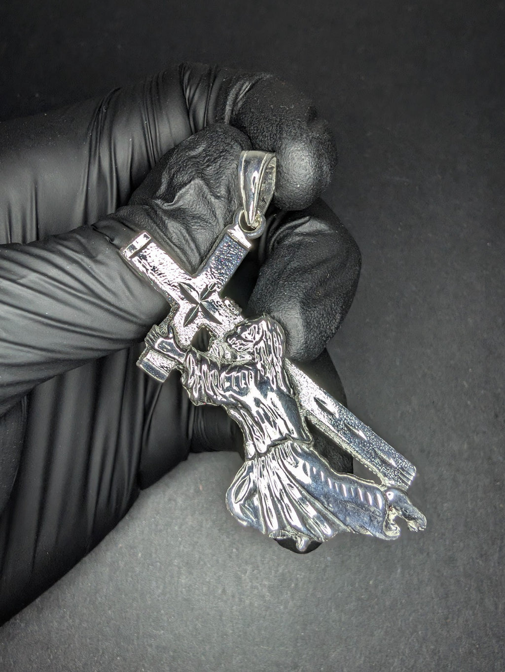 Solid 925 Sterling Silver Jesus Carrying the Cross Pendant