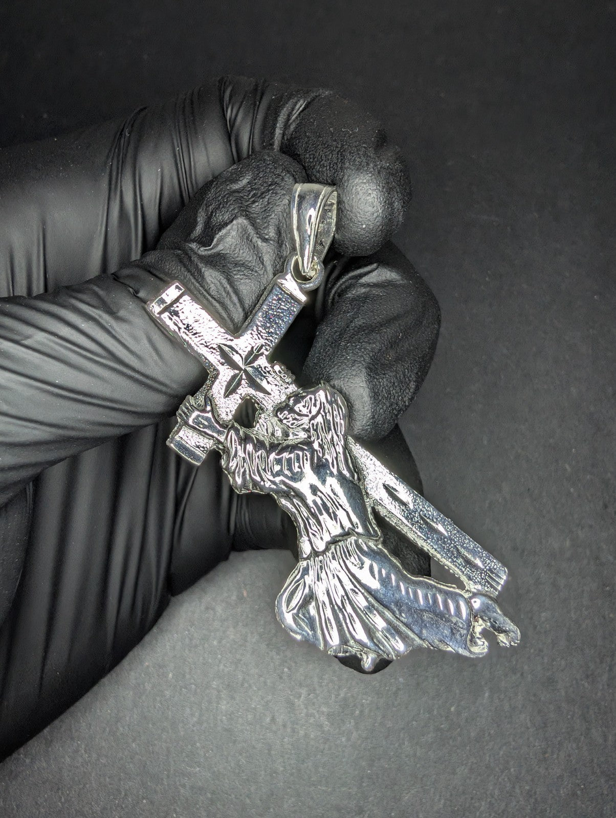 Solid 925 Sterling Silver Jesus Carrying the Cross Pendant