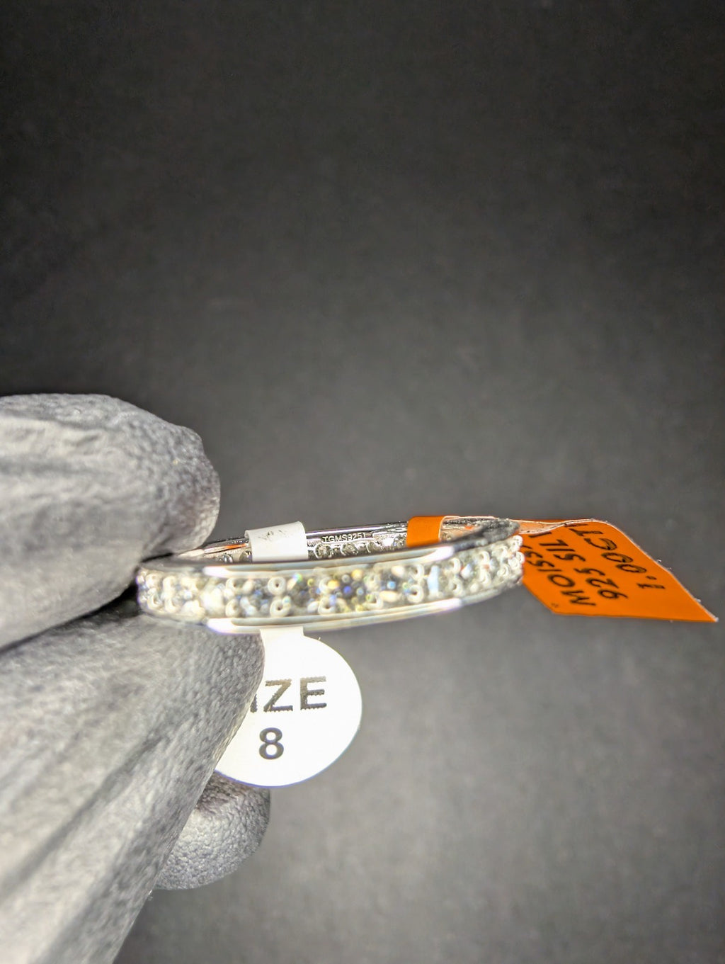 Solid 925 Sterling Silver Channel Set VVS D Moissanite Eternity Ring Size 8