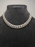Solid 925 Sterling Silver Iced Out Moissanite 16.5in 12mm Miami Cuban Necklace
