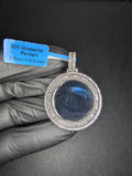 Solid 925 Silver Silver VVS D Baguette and Round Moissanite Picture Pendant