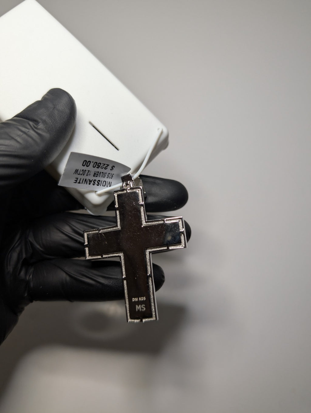 Solid 925 Silver VVS1 D Iced Out Moissanite Large Square Cross Pendant