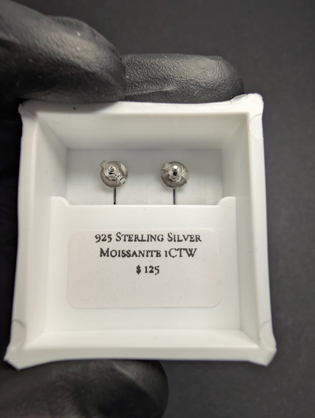 Solid 925 Silver GRA Certified VVS D 5.0mm Moissanite Solitaire Studs 1CTW