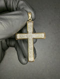 Solid 10k Yellow Gold Natural Diamond Pave Cross Pendant