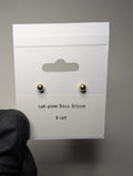 14K Yellow Gold 4.0mm Round Ball Stud Earrings