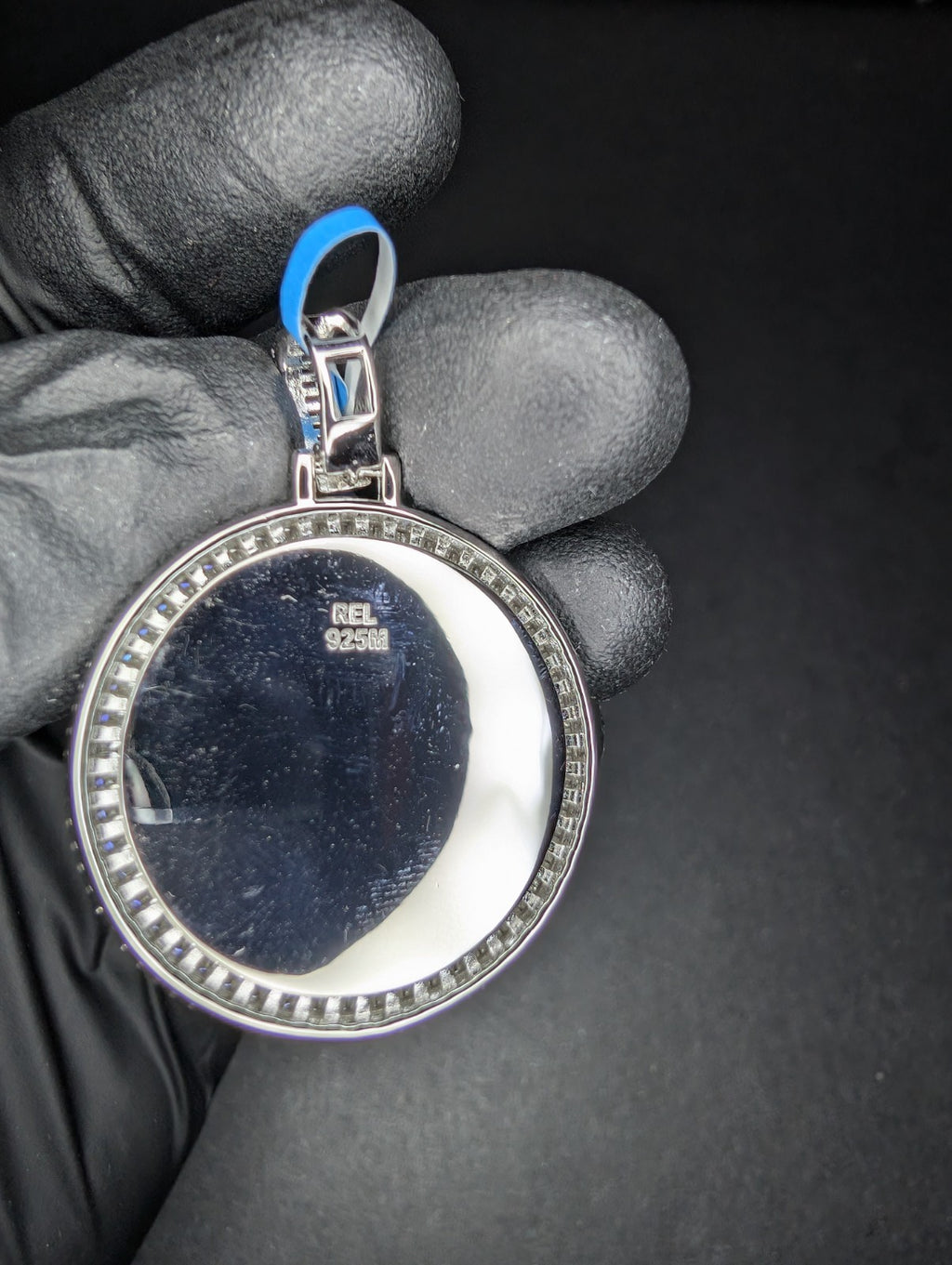 Solid 925 Silver Silver VVS D Baguette and Round Moissanite Picture Pendant