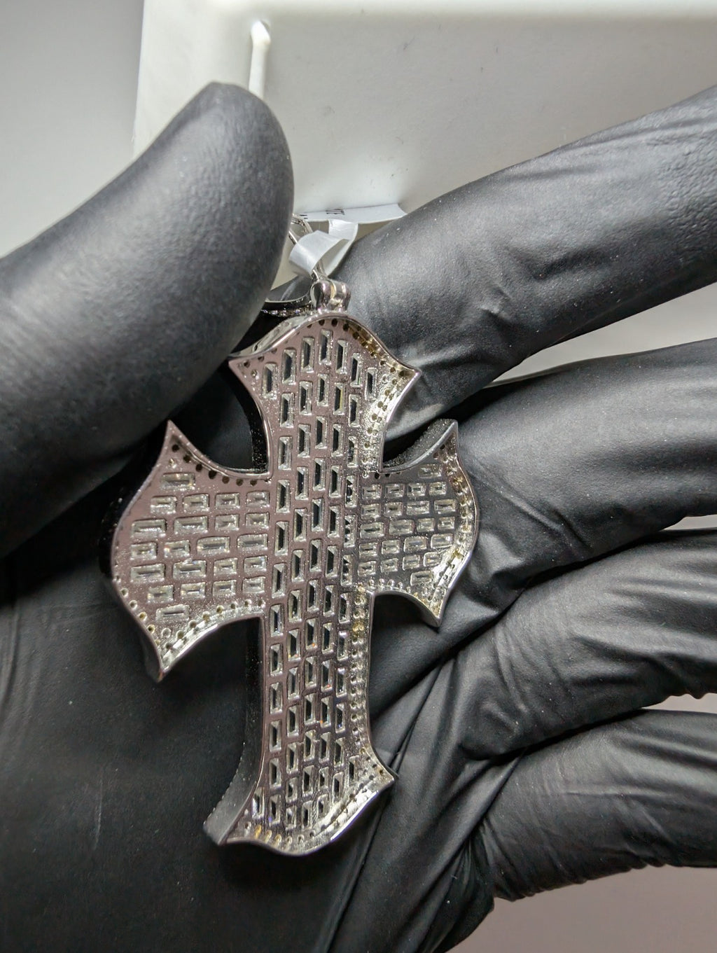 Solid 925 Silver VVS D Huge Iced Out Baguette and Round Moissanite Cross Pendant