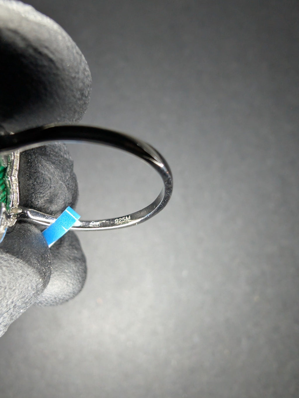 Solid 925 Sterling Silver Iced Out Moissanite Green Malachite Enamel Ring Size 7