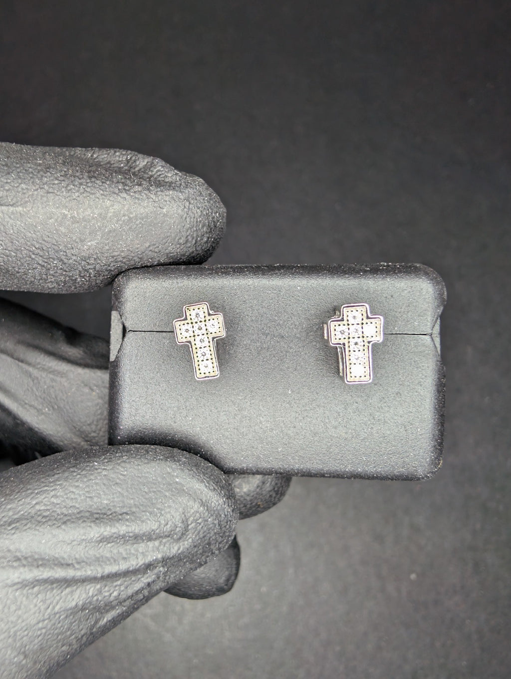 Solid 925 Sterling Silver Iced out VVS D Moissanite Simple Cross Studs