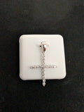 Solid 925 Silver VVS1 D Color Moissanite Skinny Single Row Tennis Cross Pendant