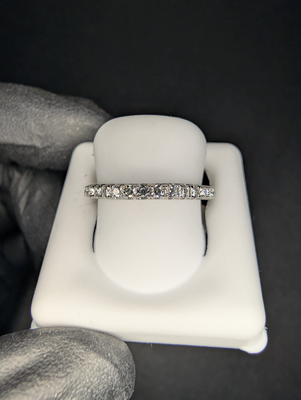 Solid 925 Sterling Silver VVS D Moissanite Half Eternity Ring Size 6