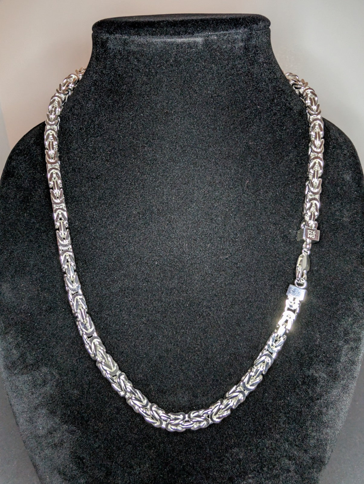 Semi Solid 925 Sterling Silver 6.5mm 24'' Thick Square Byzantine Necklace