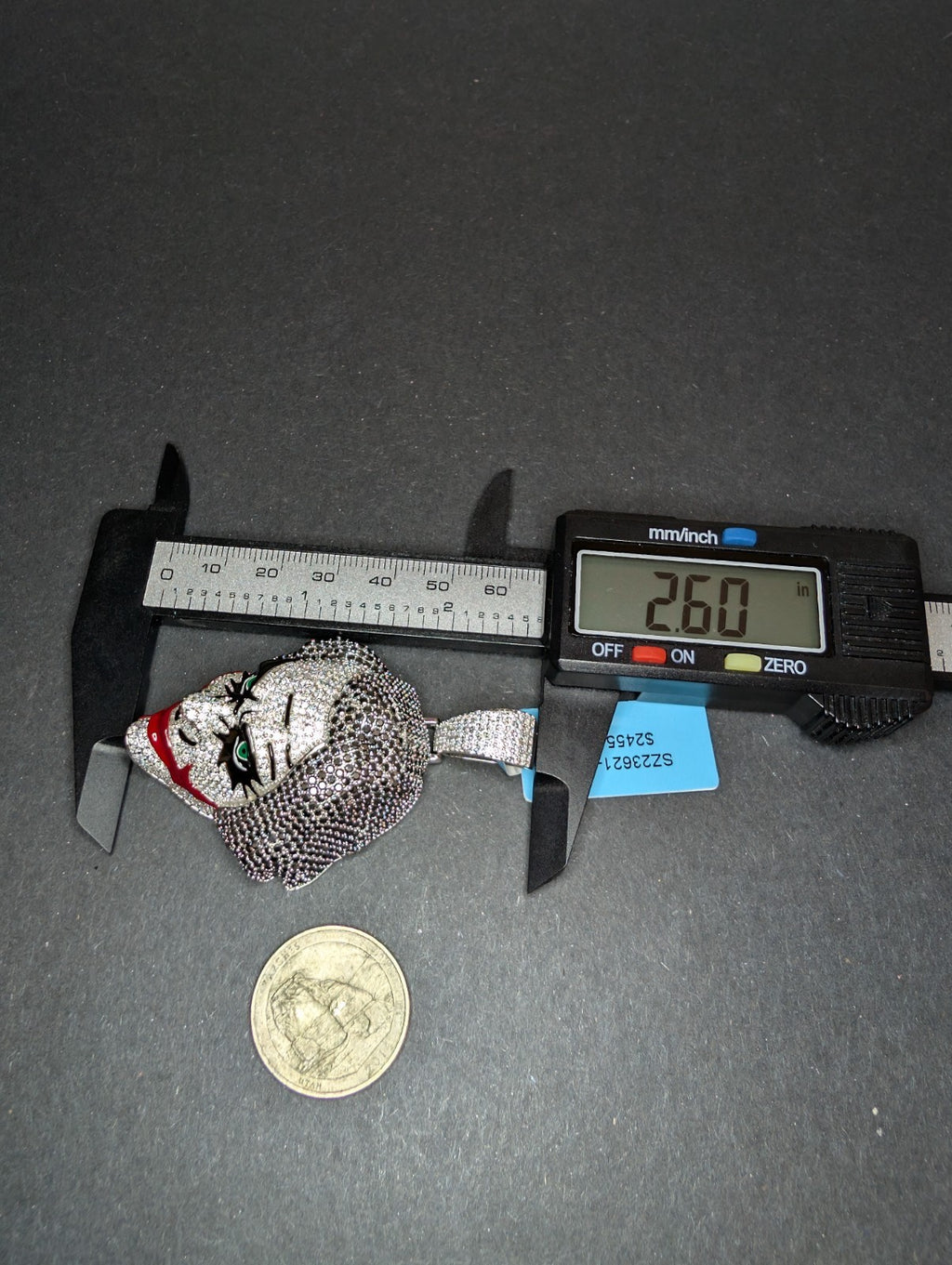 Solid 925 Sterling Silver Icy Black and White Moissanite Joker Enamel Pendant