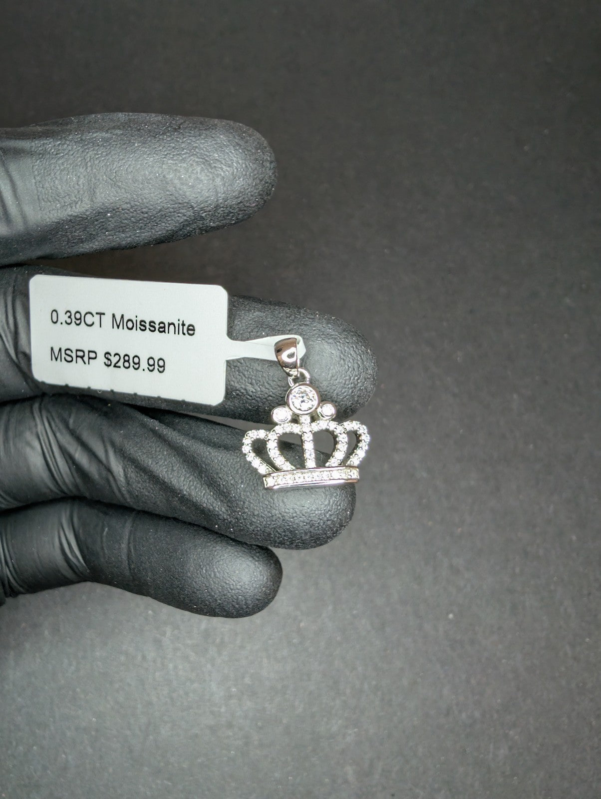 Solid 925 Sterling Silver Icy VVS D Moissanite Royal Crown Pendant